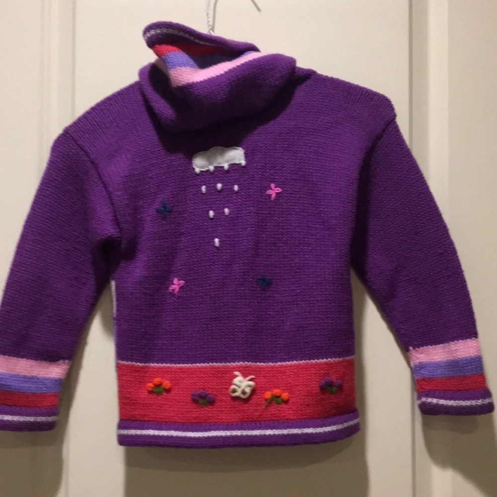 Native Imports Peruvian zip up knit handmade Sweater Patchwork Story size below